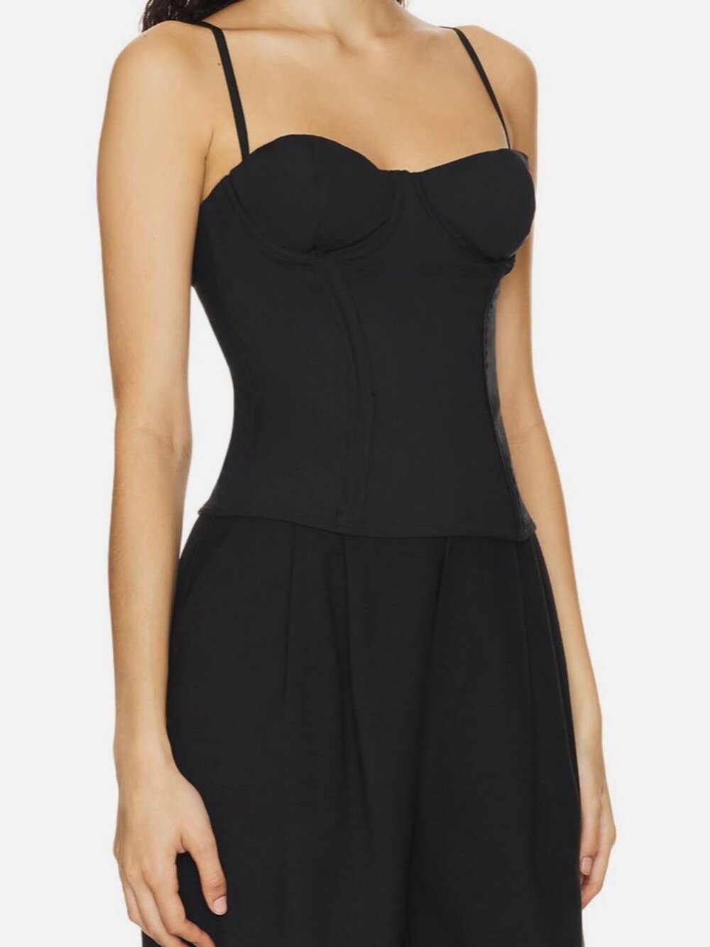 Kiki De Montparnasse Women's Black Wool Blend Exposed Seam Bustier Top Size M